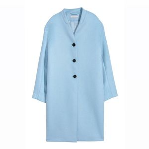 blue h&m wool blend coat
